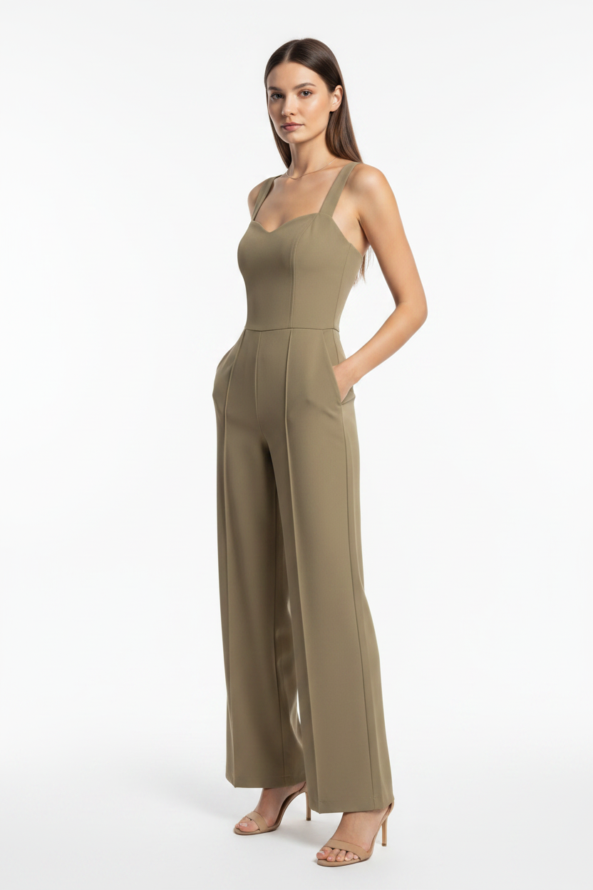 Elegant Black Women's Jumpsuit with Tailored Fit and Pockets - Jamota