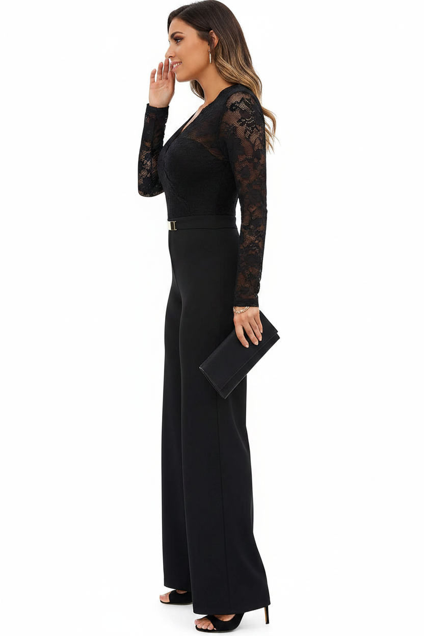 Elegant Professional Women's Jumpsuit with Pockets & Adjustable Straps