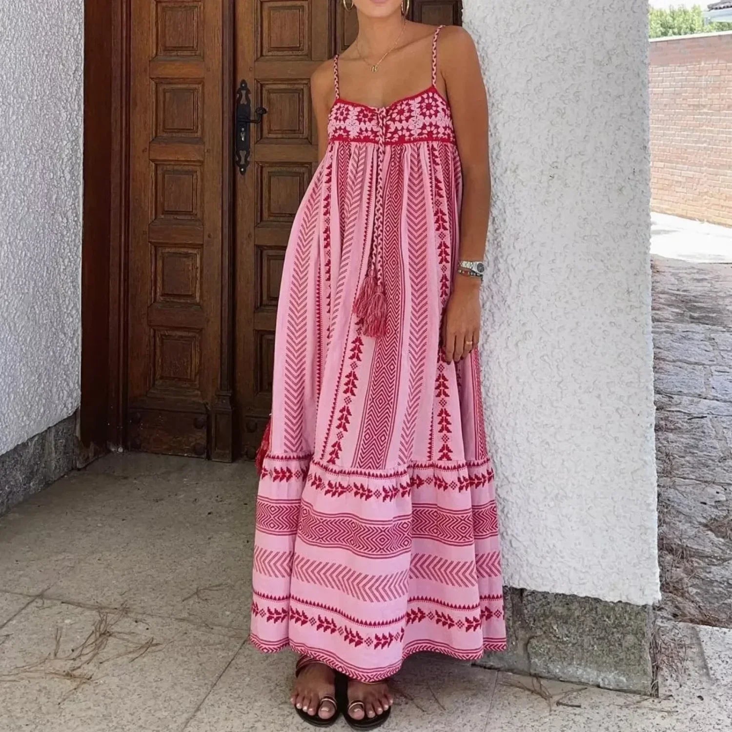 Geometric Crochet Tassel Boho Dress