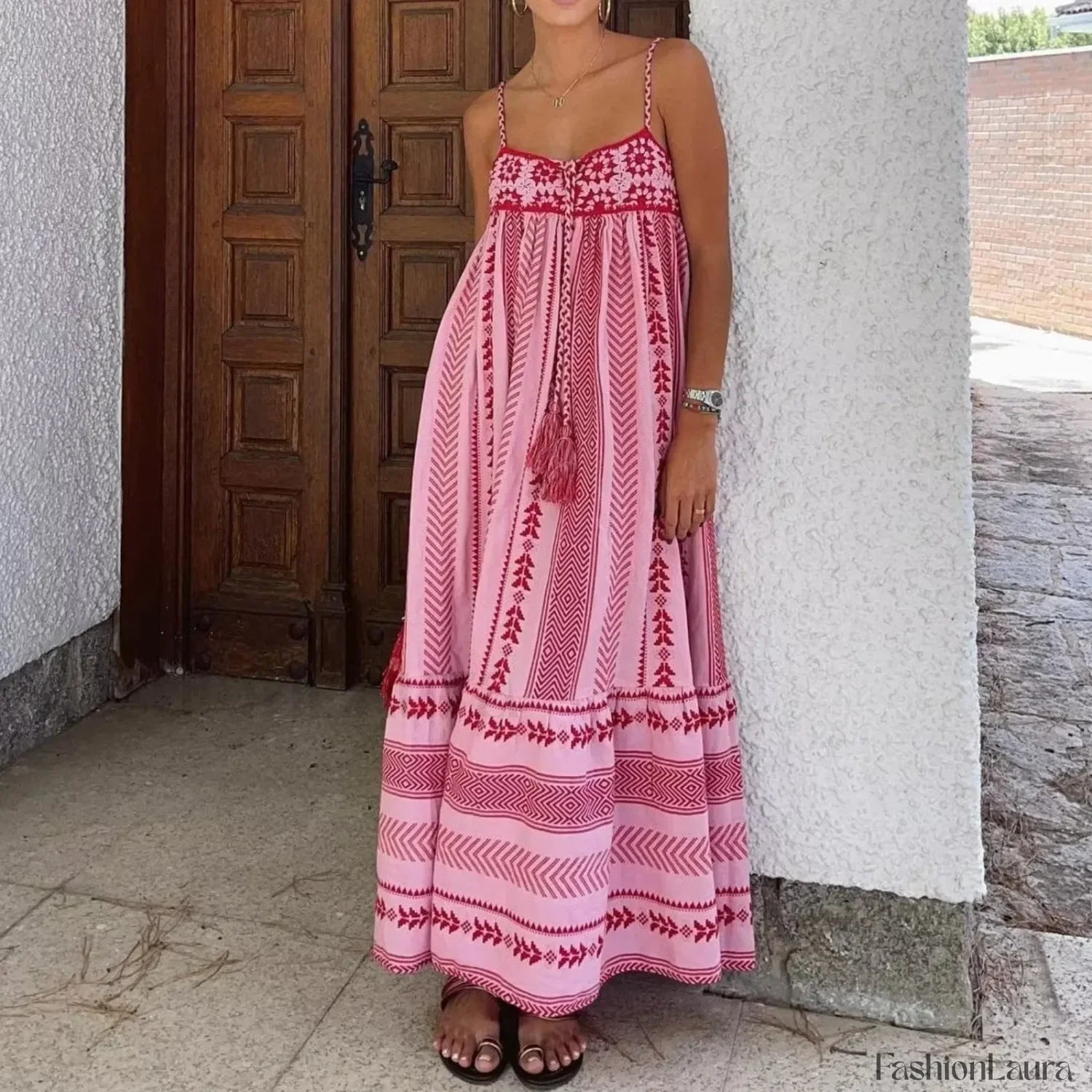 Geometric Crochet Tassel Boho Dress