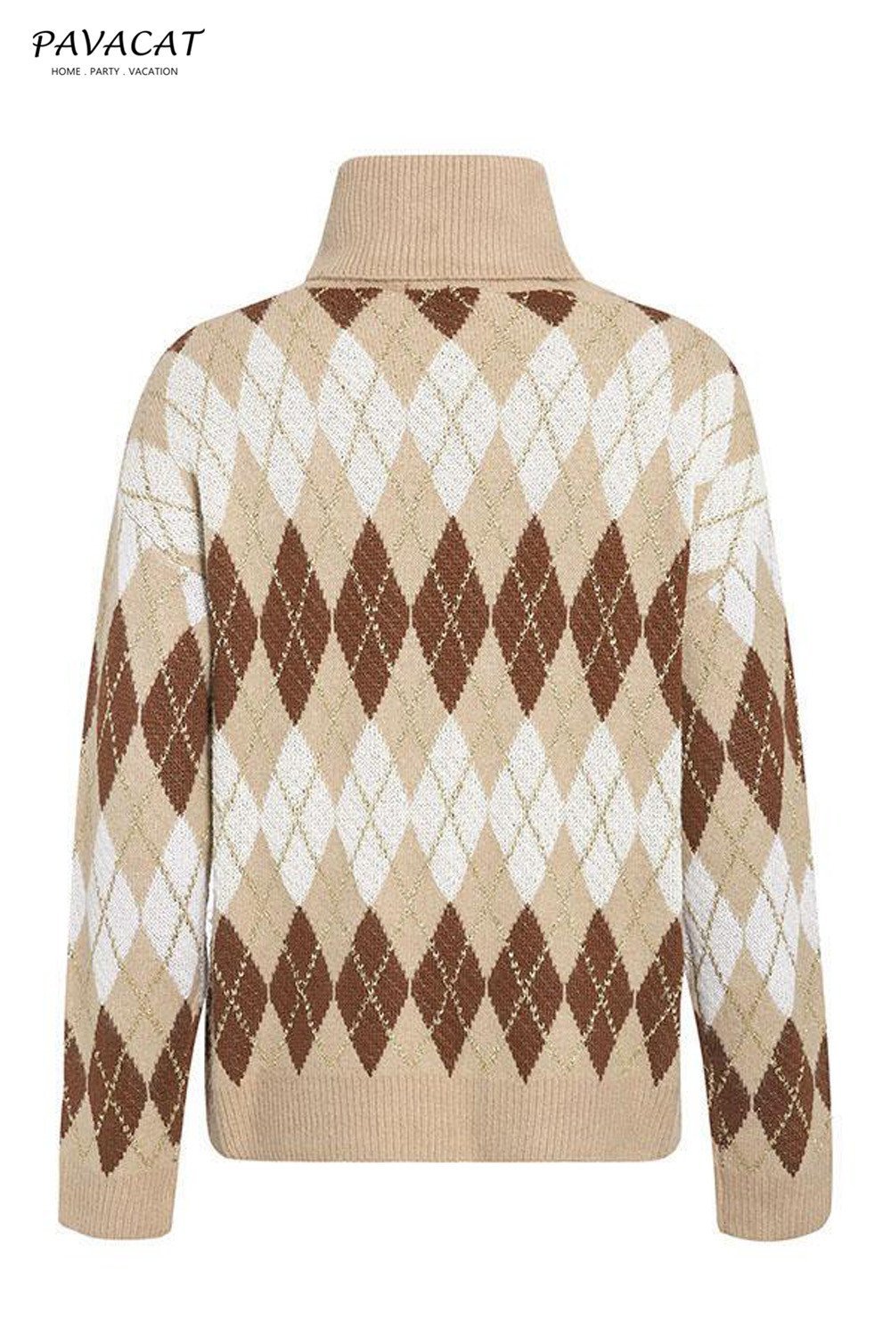 Geometrical Turtle Neck Thick Pullover