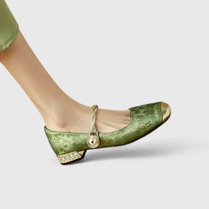 Square Toe Twisted Strap Mary Jane Flats