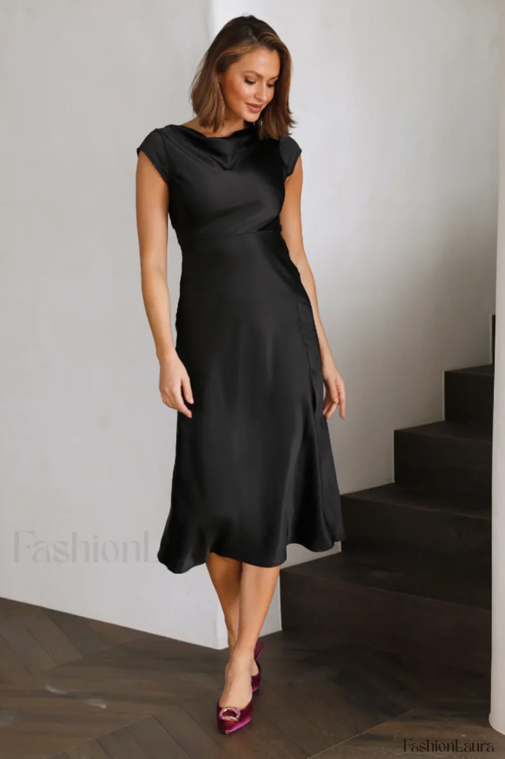 Get In Formation Charming Satin Midi Dress