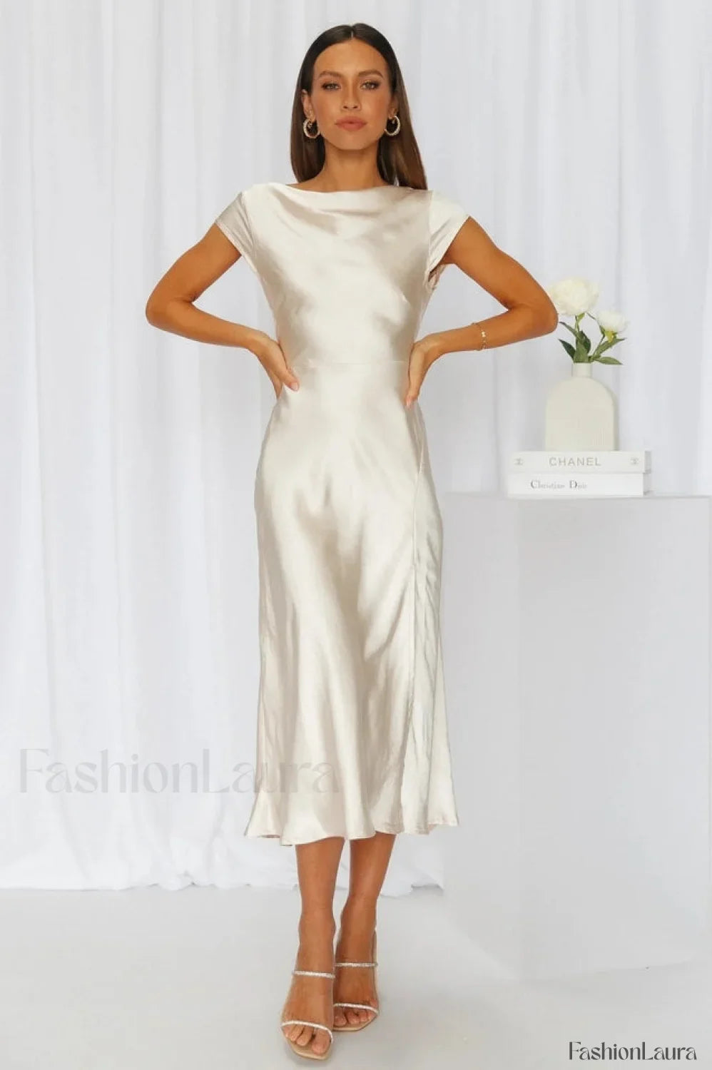 Get In Formation Charming Satin Midi Dress