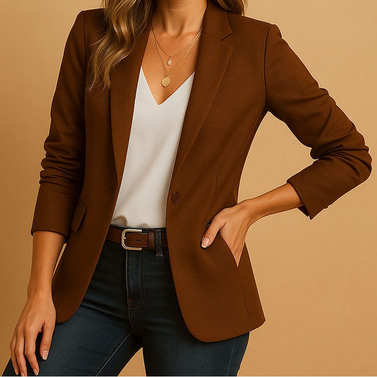 Notch Lapel Single Button Blazer