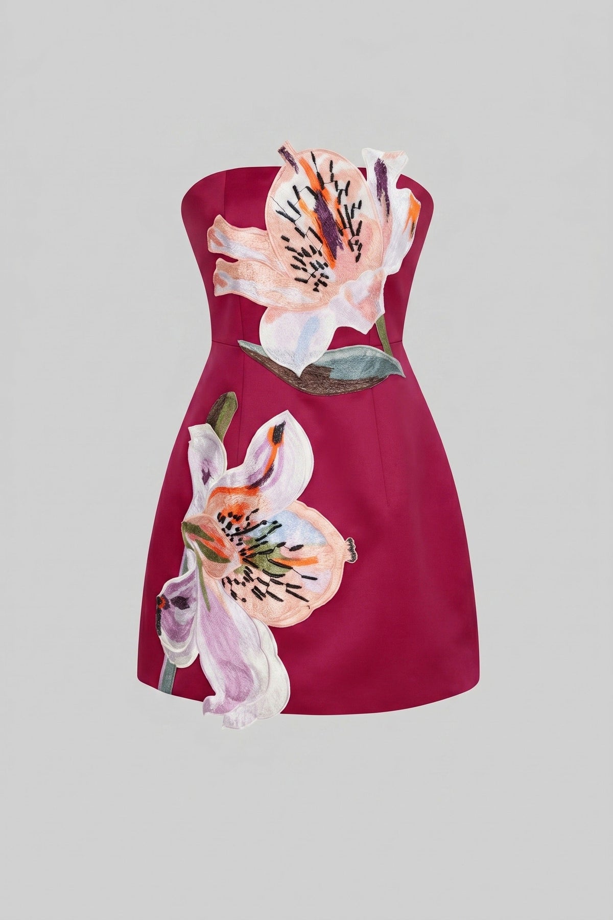 Strapless Lily Floral Print Cut Out Waist Mini Dress 2