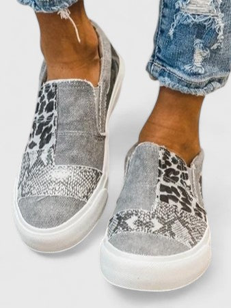Leopard Snake Print Slip On Platform Sneakers