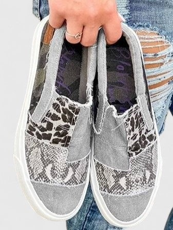 Leopard Snake Print Slip On Platform Sneakers