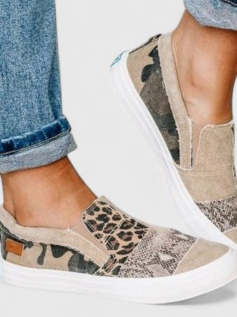 Leopard Snake Print Slip On Platform Sneakers
