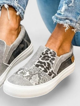 Leopard Snake Print Slip On Platform Sneakers