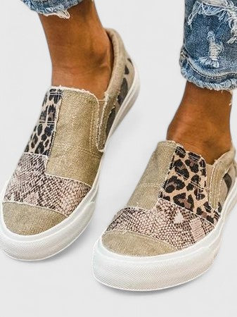Leopard Snake Print Slip On Platform Sneakers