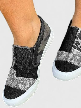 Leopard Snake Print Slip On Platform Sneakers