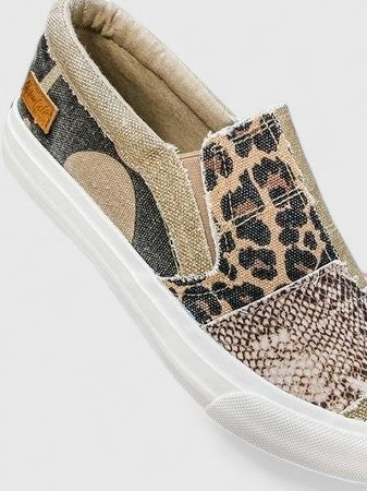 Leopard Snake Print Slip On Platform Sneakers