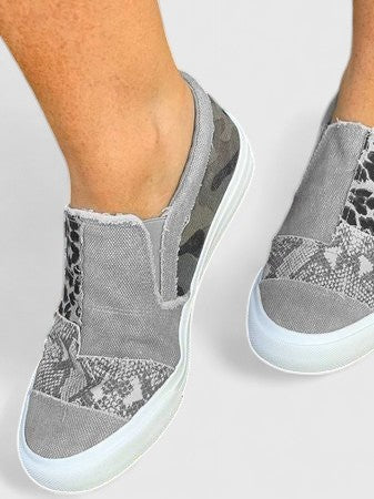 Leopard Snake Print Slip On Platform Sneakers