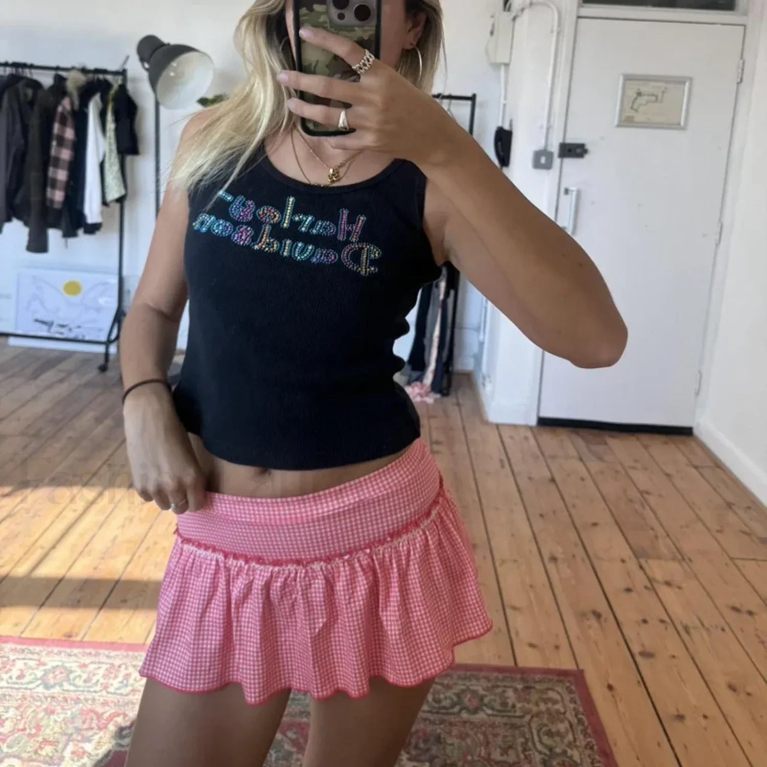 Gingham High Waist Mini Skirt