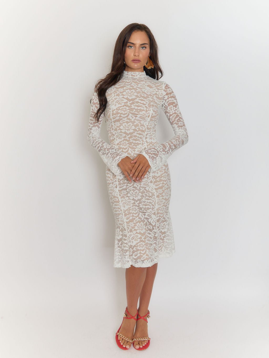 Giulia High Collar Lace Midi Dress 5