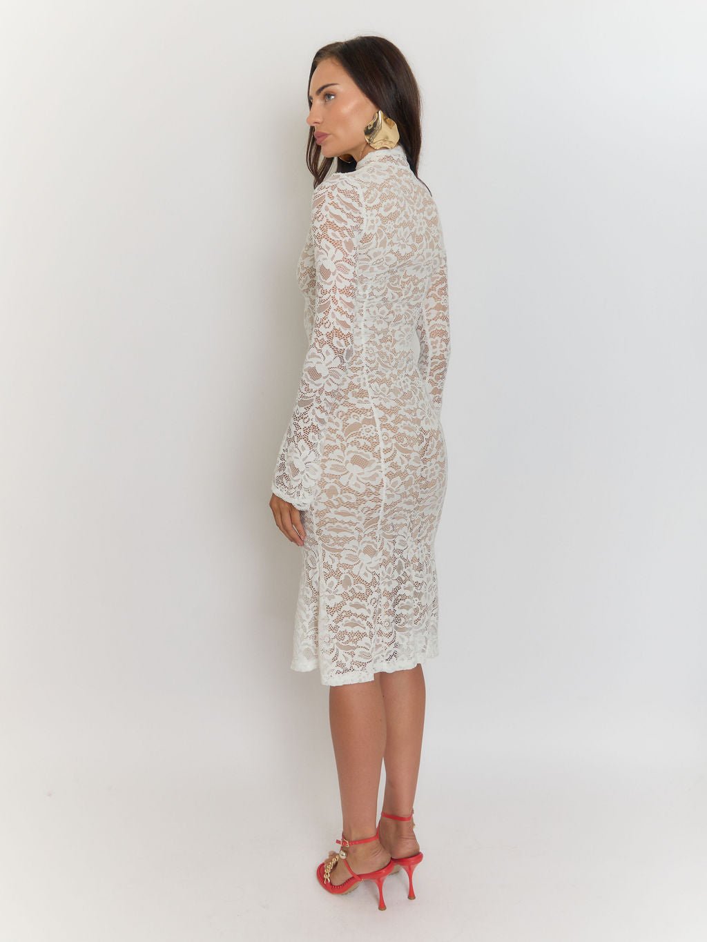 Giulia High Collar Lace Midi Dress 2