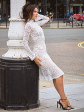 Giulia High Collar Lace Midi Dress 12
