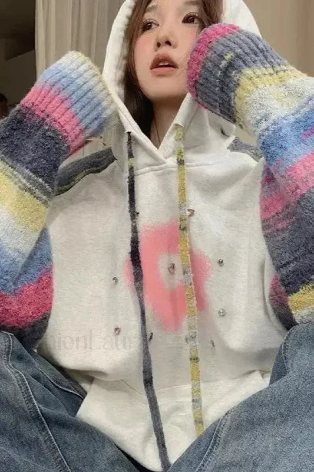 Glitter Sequin Loose Fit Hooded Hoodie