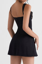 Satin Sweetheart Lace Trim Spaghetti Strap Mini Dress 5