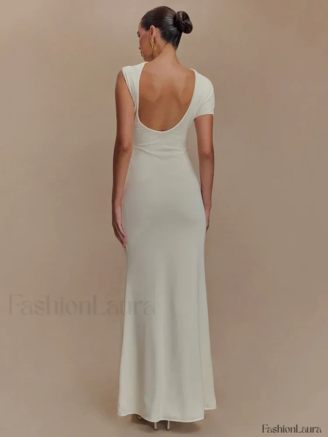 Gold Clasp Ruched Bodycon Maxi Dress