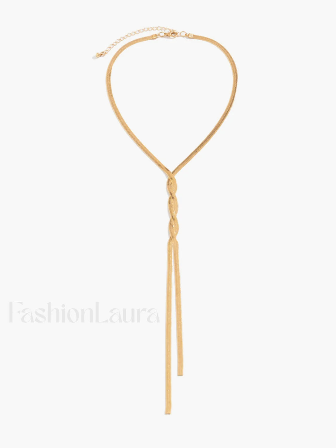 Golden Snake Chain Twist Tassel Necklace