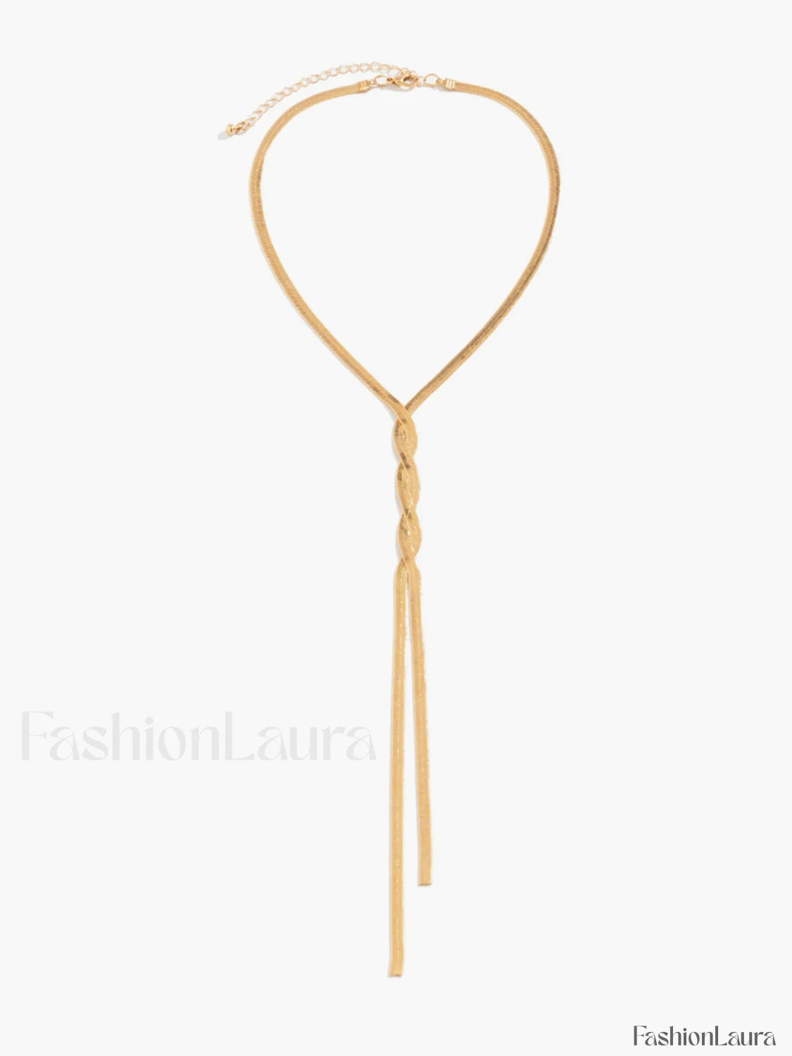 Golden Snake Chain Twist Tassel Necklace