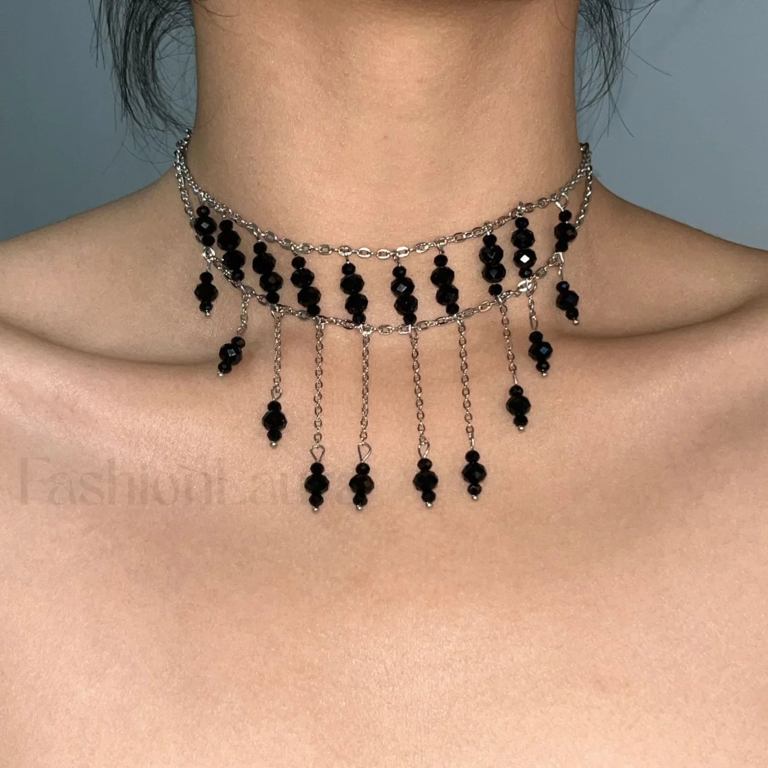 Gothic Black Design Choker Original Tassel Necklace BLACK