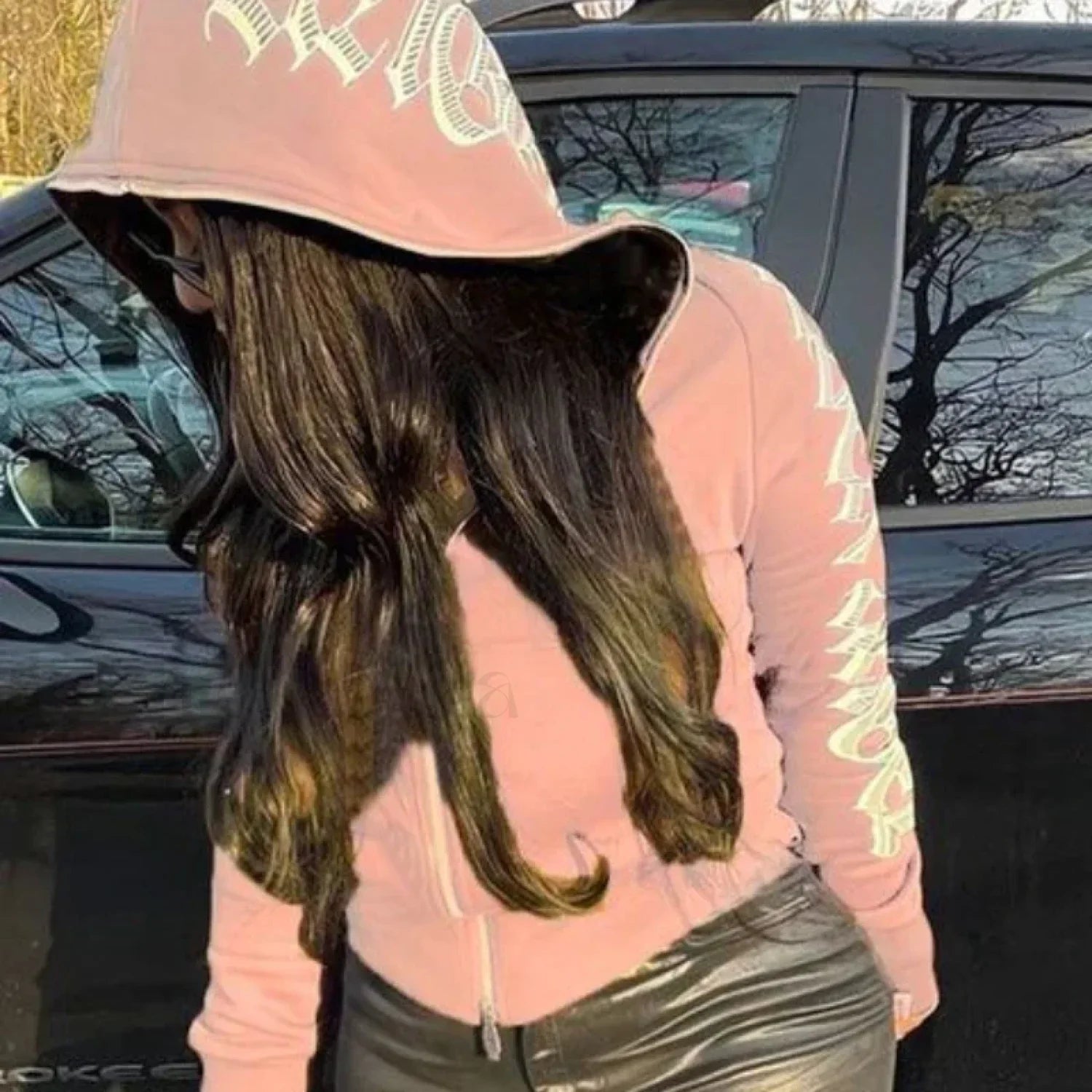 Gothic Butterfly Print Grunge Casual Hooded Jacket Hoody PINK / S Sweatshirts & Hoodies L