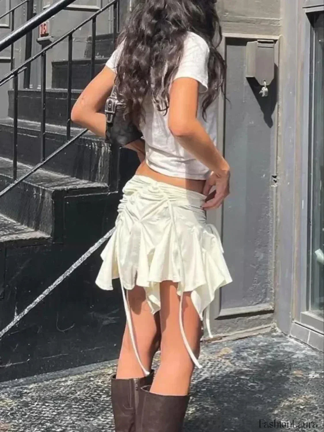 Gothic Duck Tie-Up Ruched Skirt