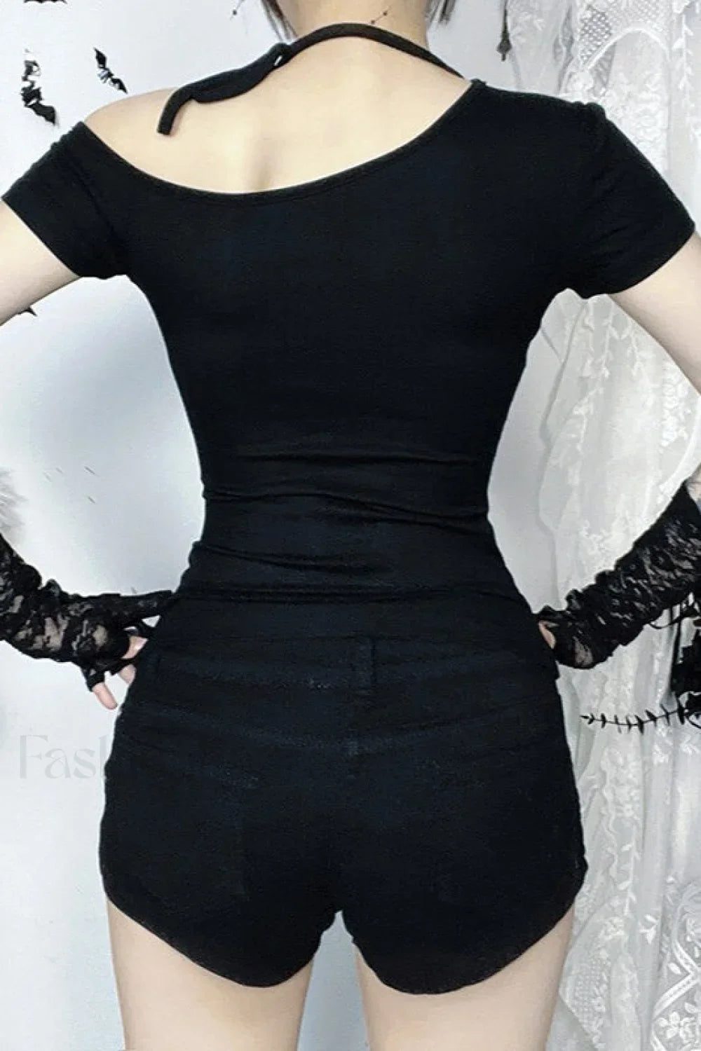 Gothic One Shoulder Print T-Shirt