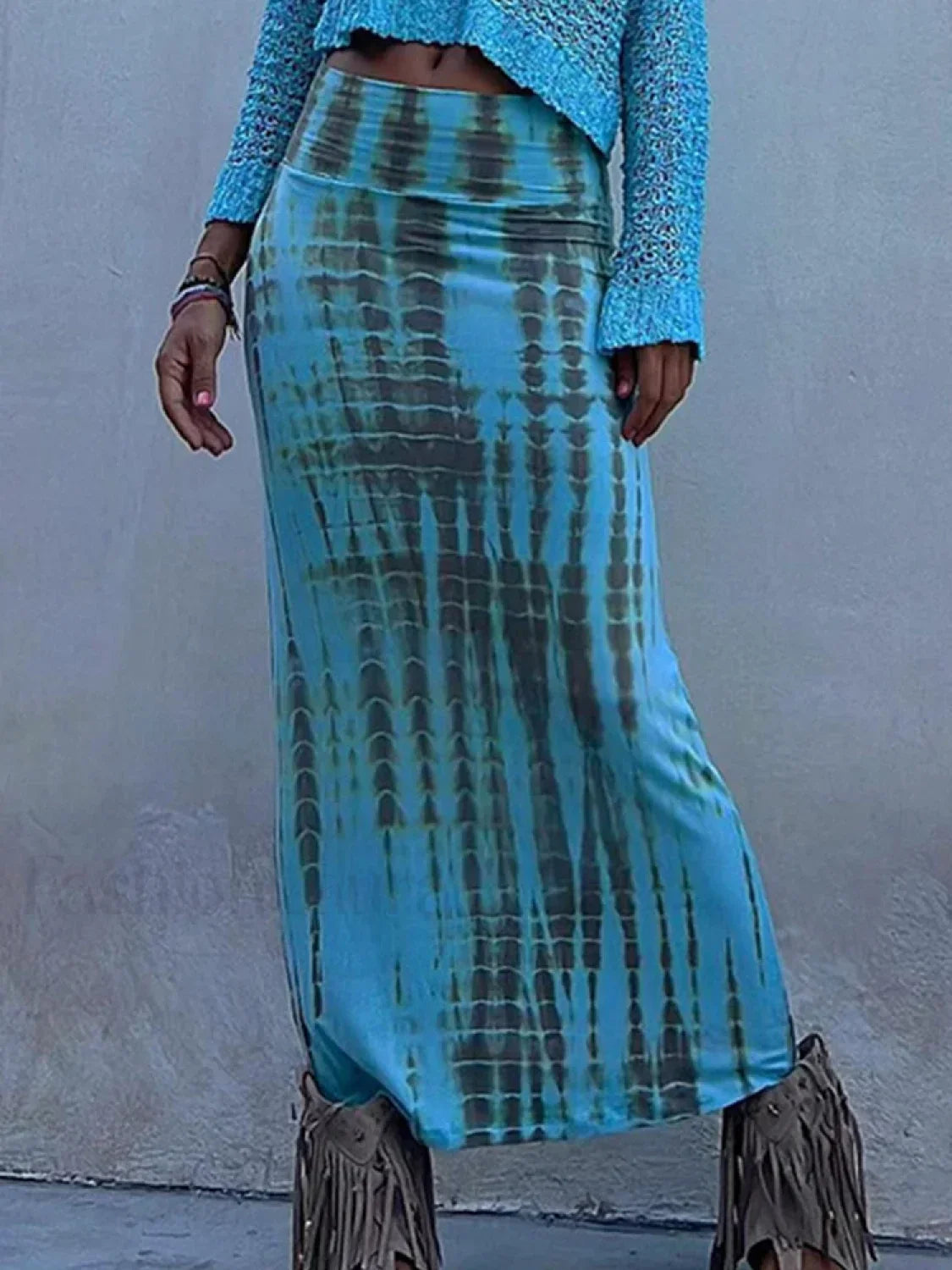 Gothic Print Pencil Maxi Skirt