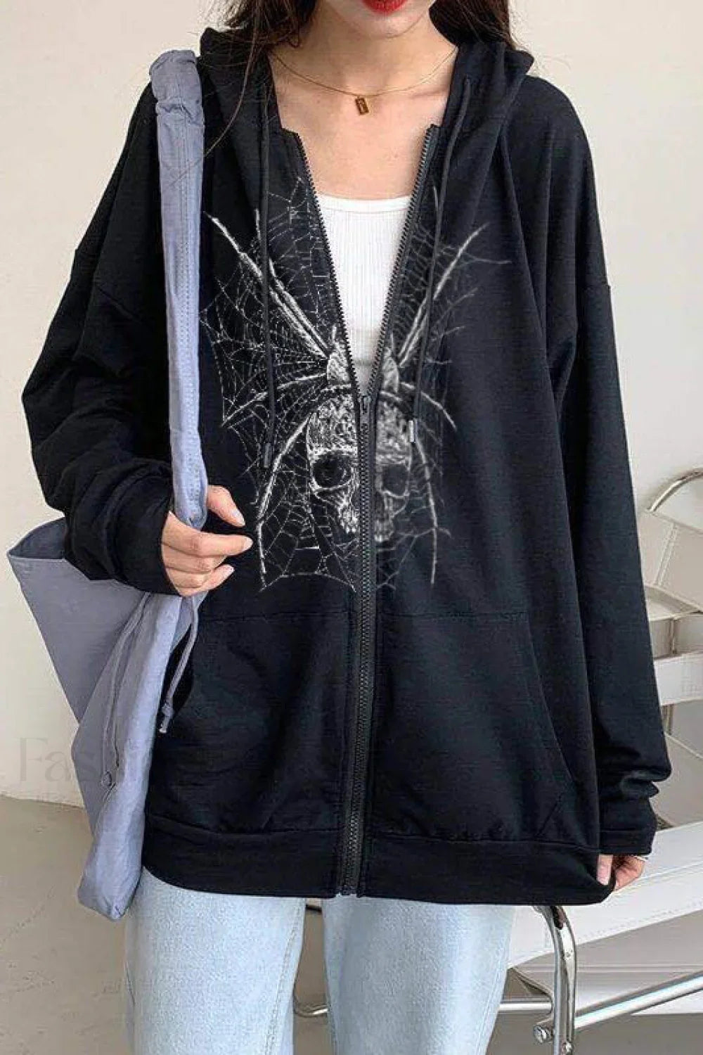 Gothic Skeleton Zip Up Hoodie