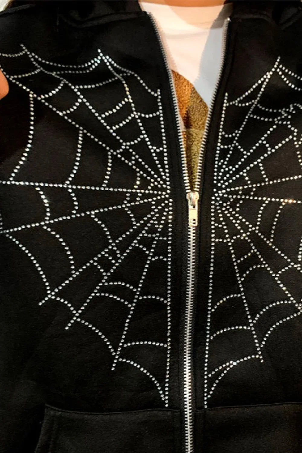 Gothic Spider Web Zip Up Hoodie