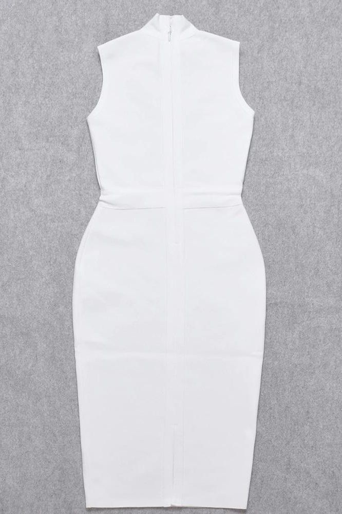 Grace Bandage Midi Dress - White Pearl