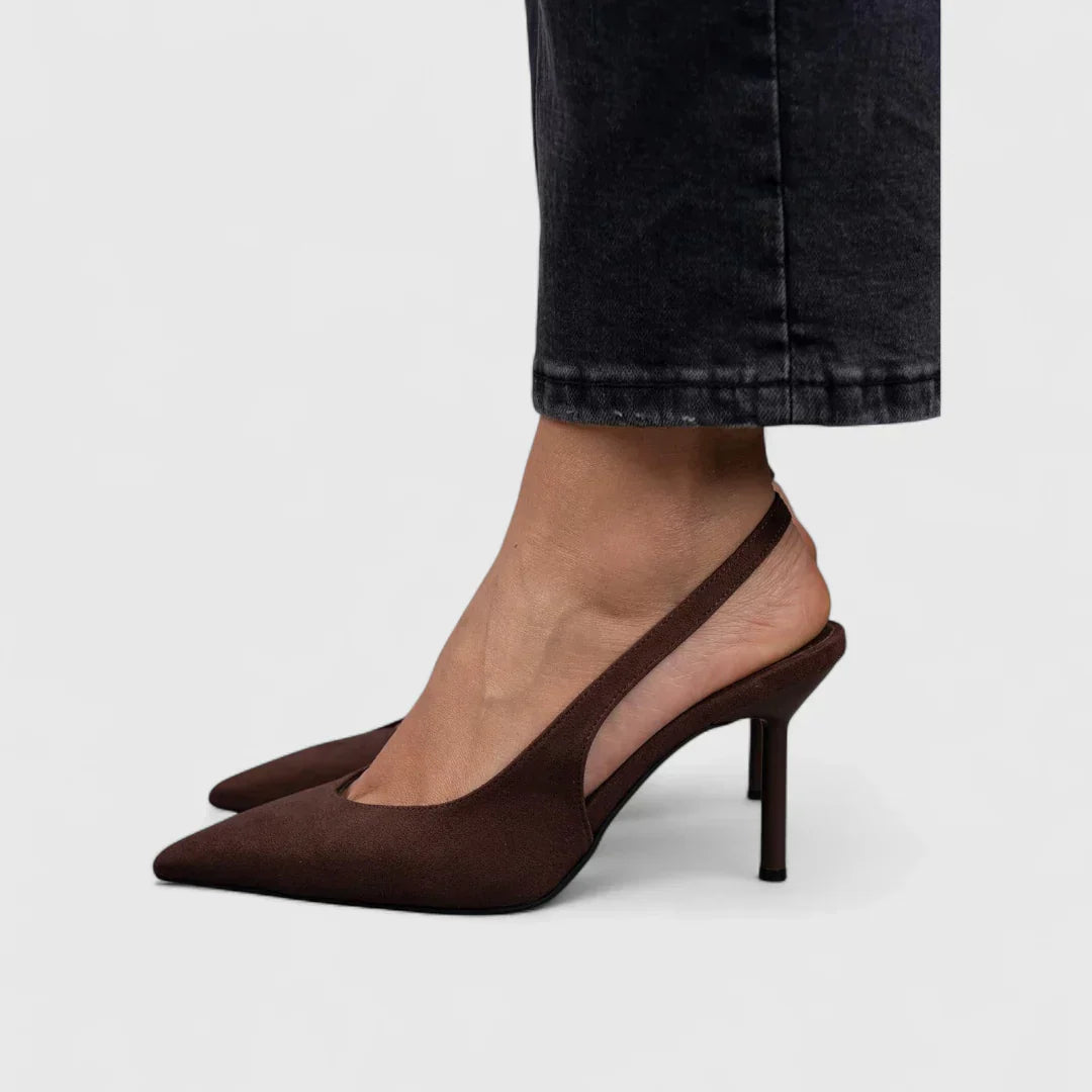 Suede Pointed Toe Slingback Stiletto Heels