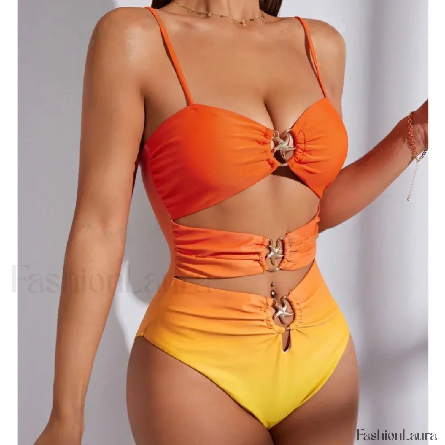 Gradient Push Up Closed Swimwear One Piece