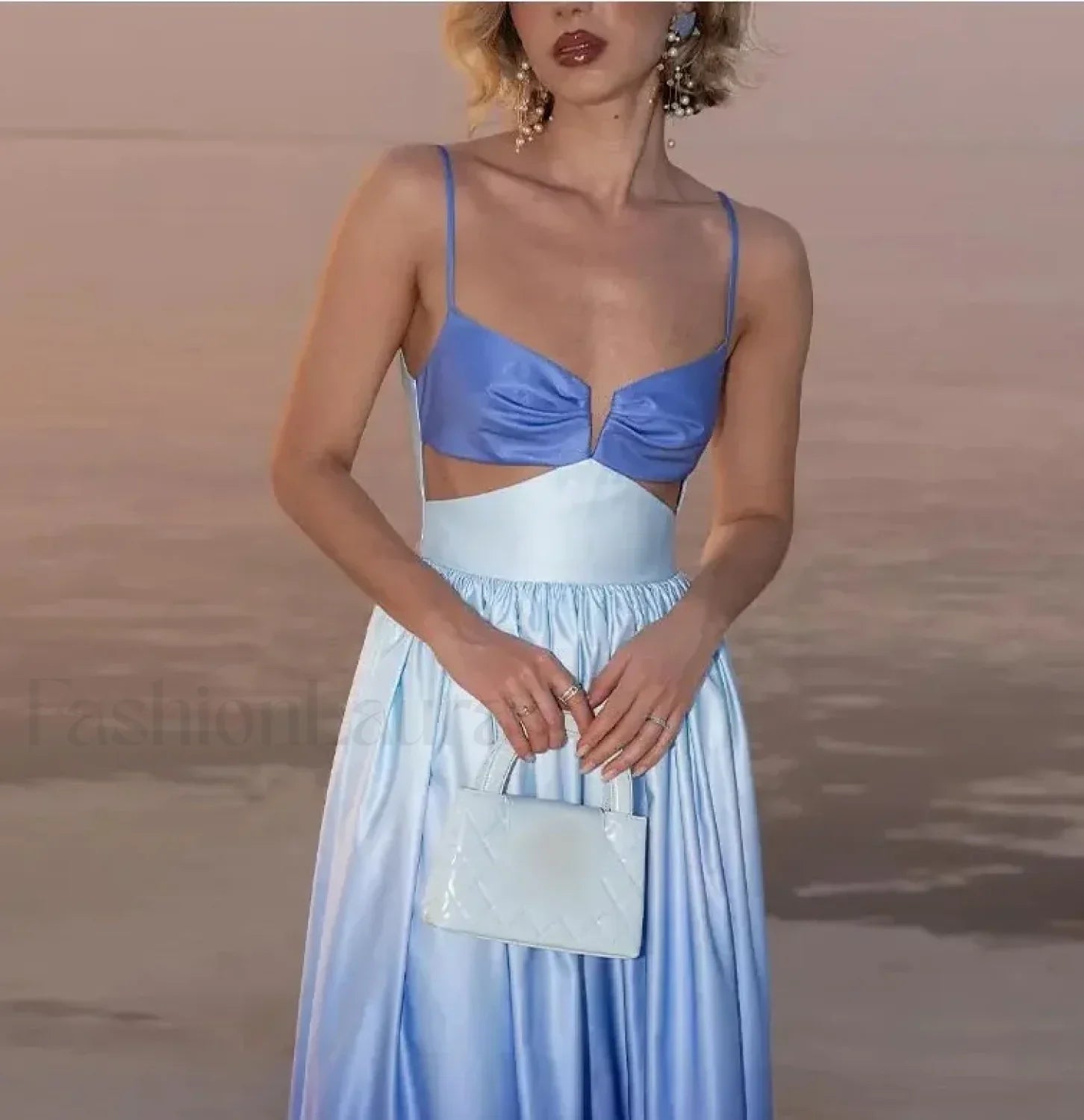 Gradient Sling Print Midi Maxi Dress Blue / XXXS