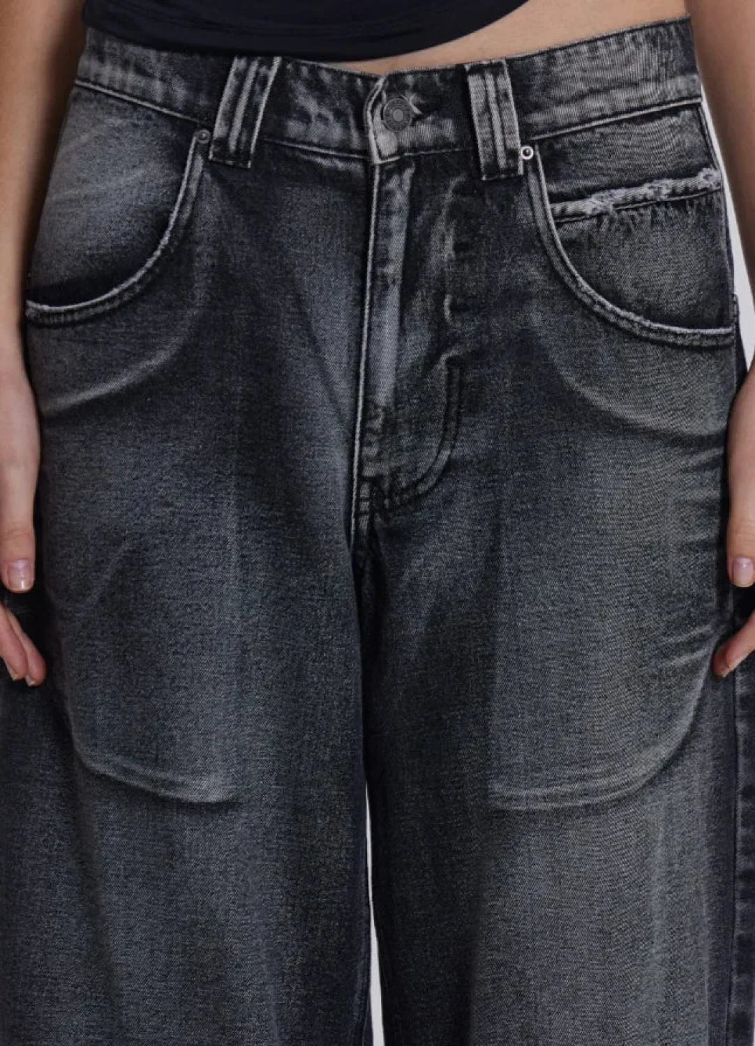 Gradient Wing Print Wide Leg Jeans