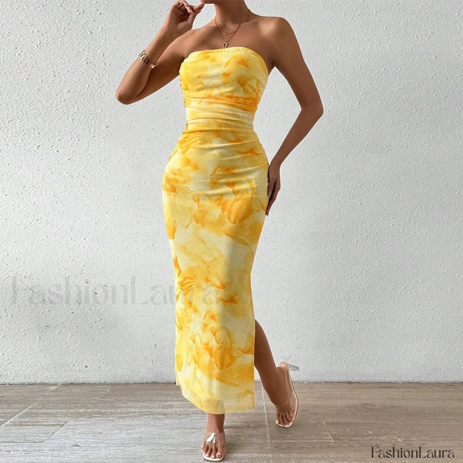 Graphic Off-Shoulder Midi Dress