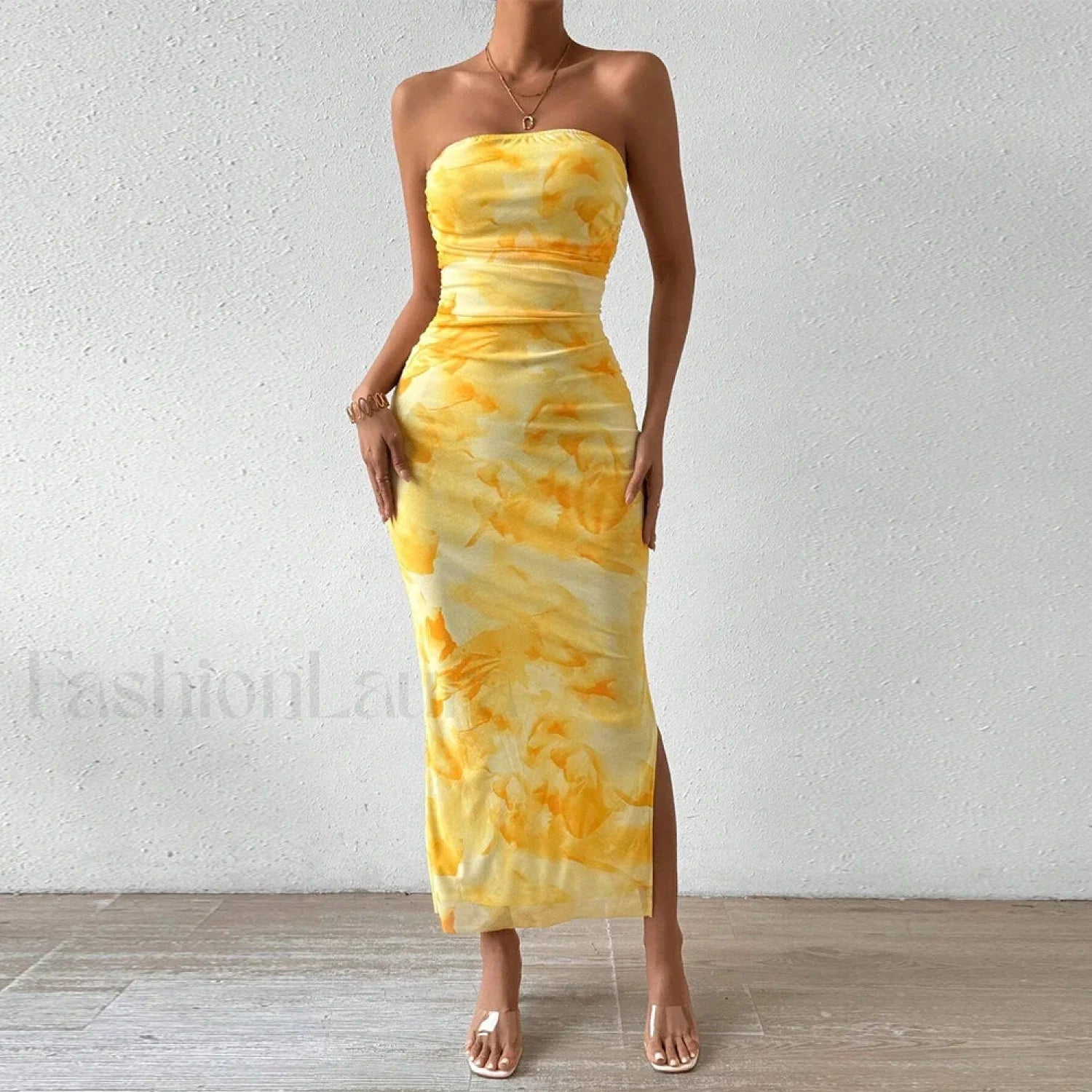 Graphic Off-Shoulder Midi Dress