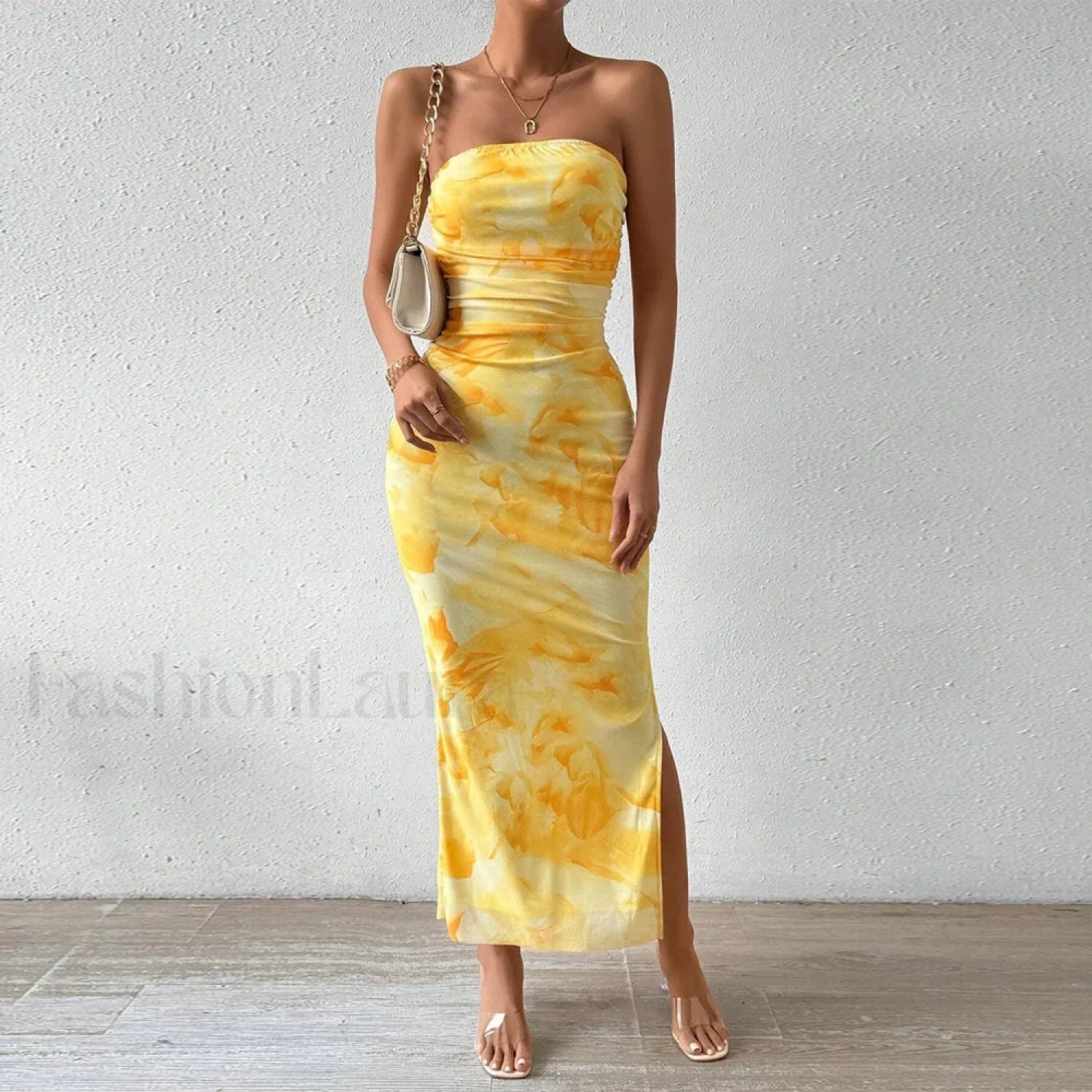 Graphic Off-Shoulder Midi Dress