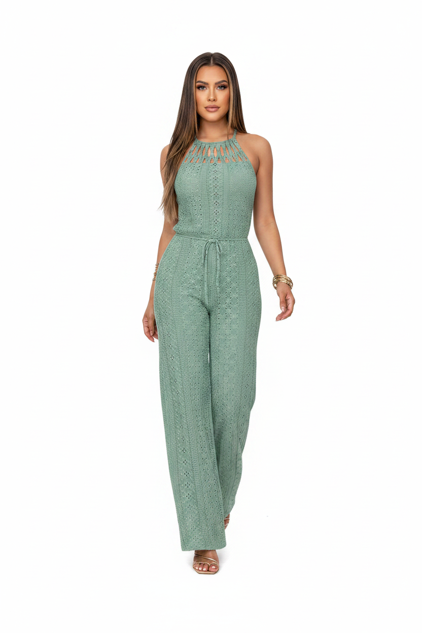 Stylish Breathable Wide-Leg Jumpsuit with Adjustable Straps & Pockets