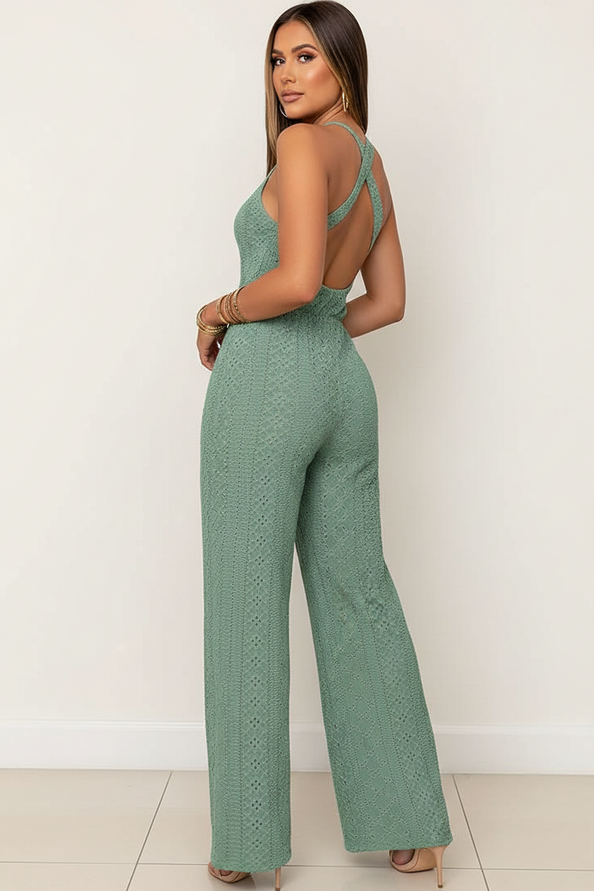 Stylish Breathable Wide-Leg Jumpsuit with Adjustable Straps & Pockets