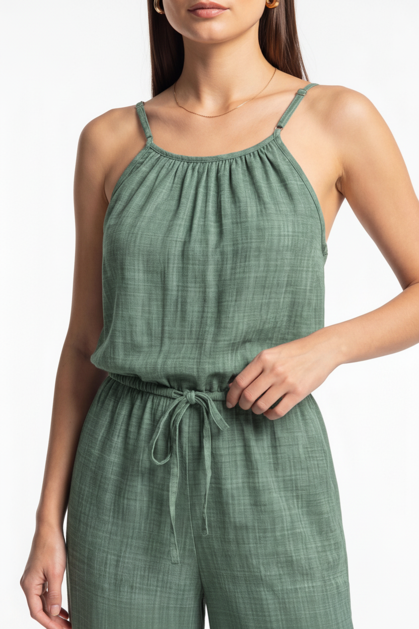 Stylish Lightweight Summer Jumpsuit with Pockets & Adjustable Straps - Jamota