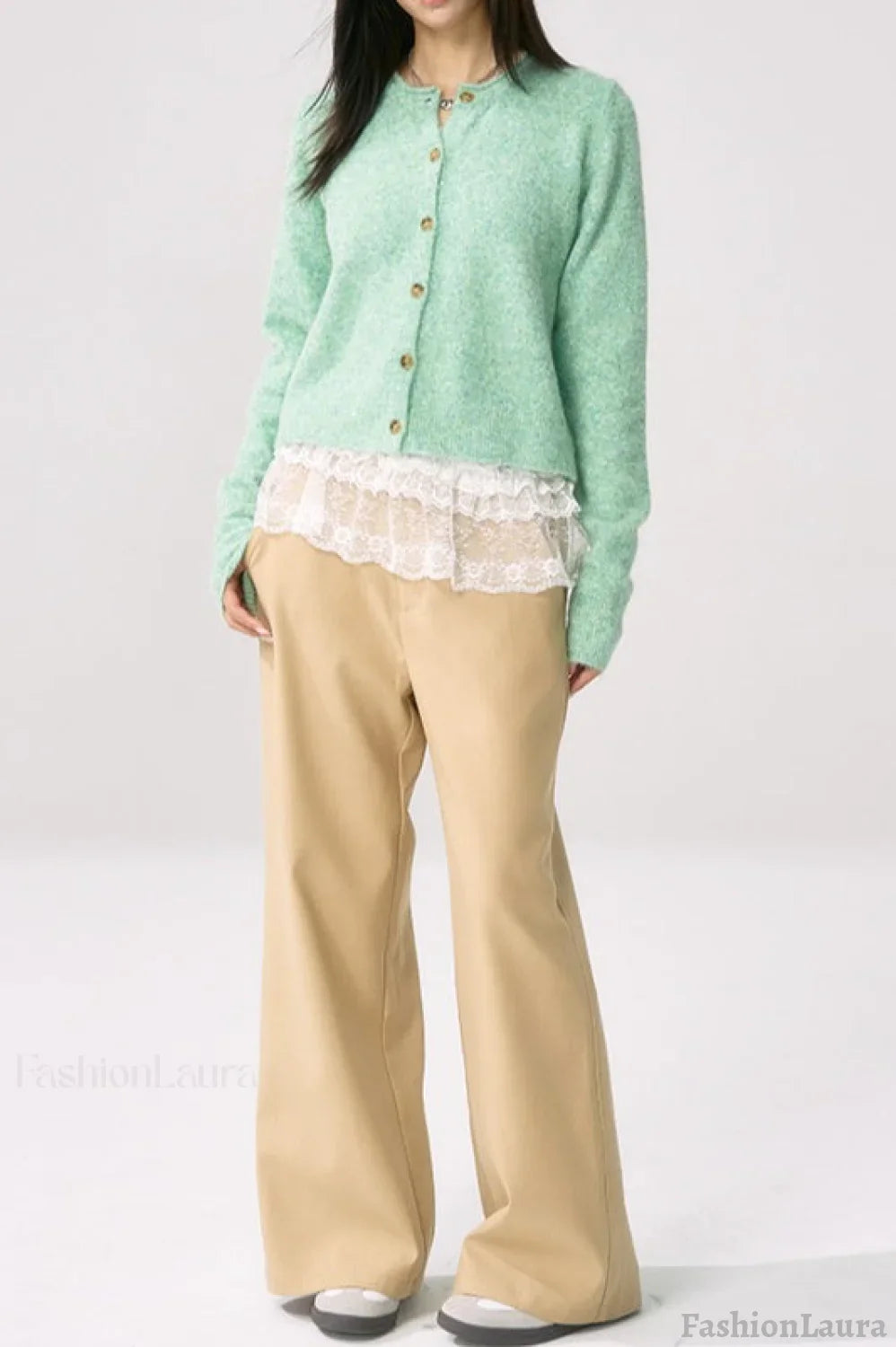 Green Roll Sleeve Cardigan