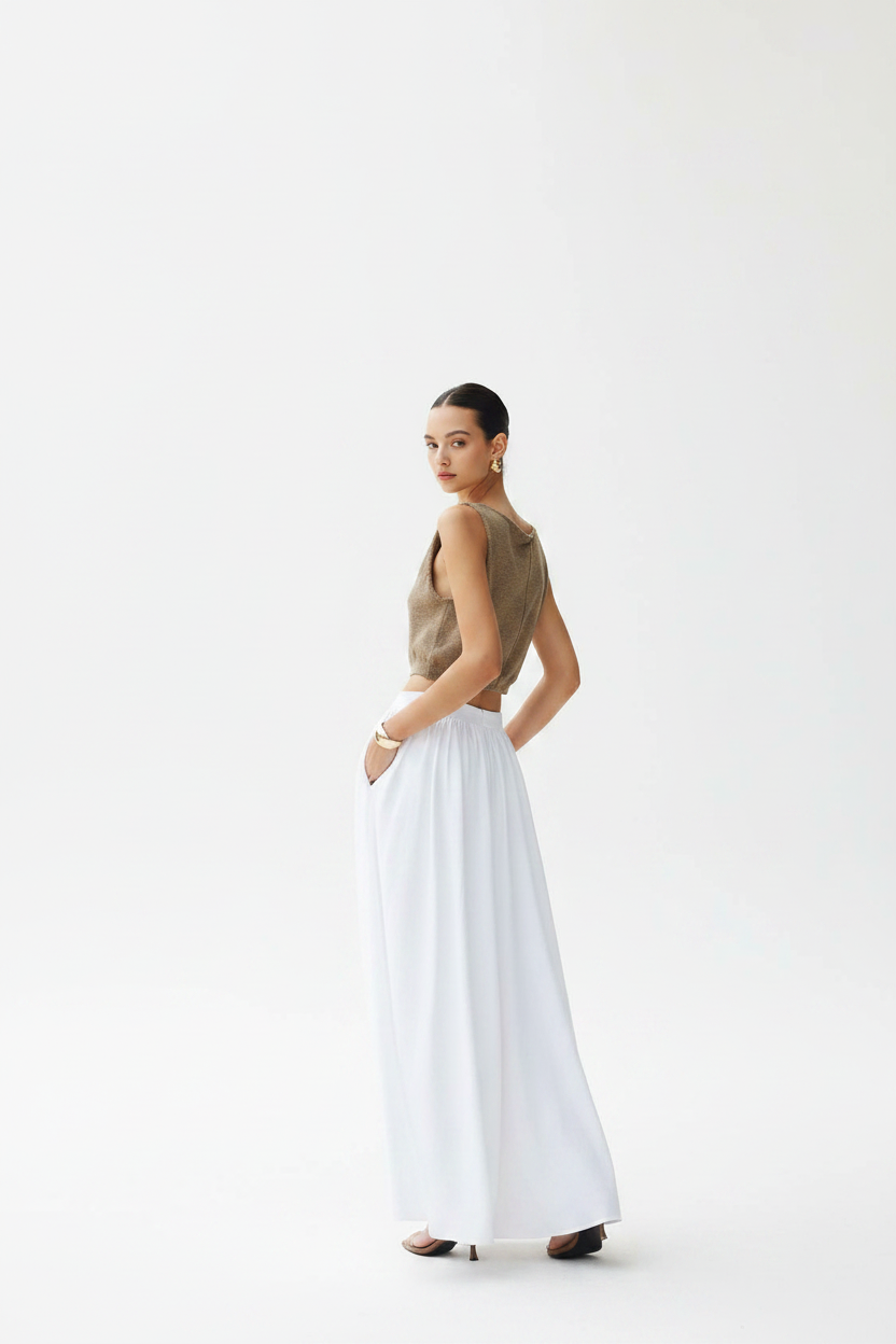 Stylish White Sleeveless Crop Top with Soft Fabric and Tailored Fit