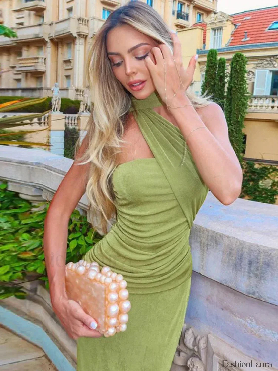 Green Strapless Bodycon Maxi Dress