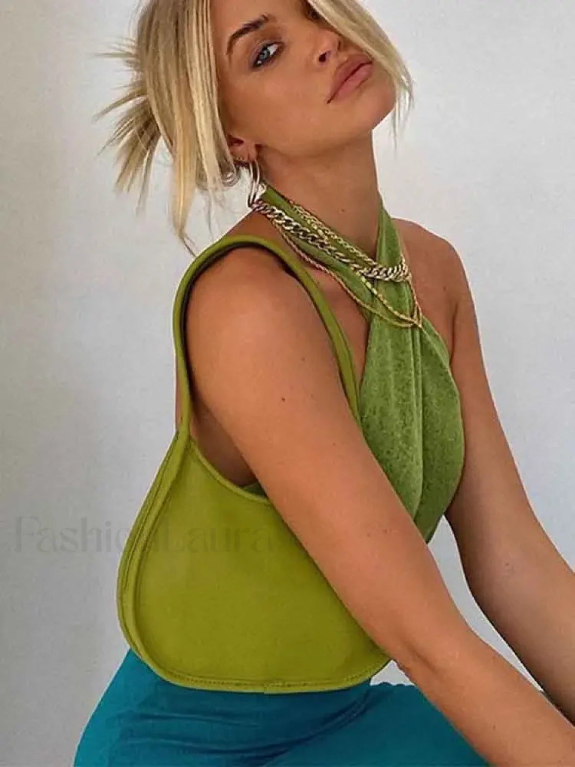 Green Wrap Bandage Crop Top