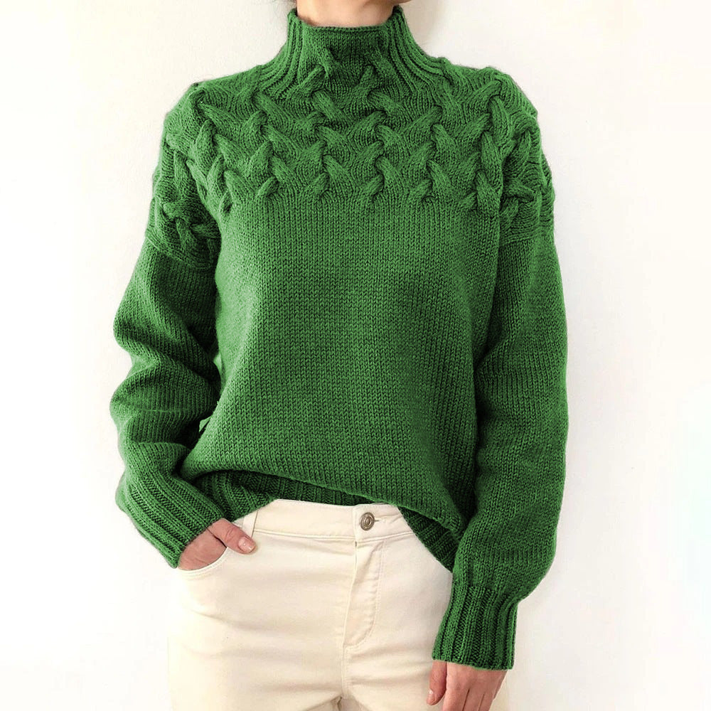 Turtleneck Cable Knit Long Sleeve Sweater